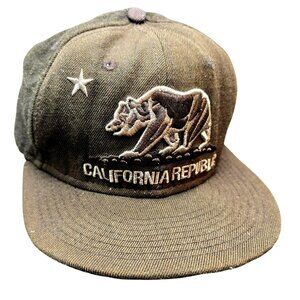 California Republic Hat New Era 59FIFTY Cap 7 5/8 Green Embroidered Wool JJ3992